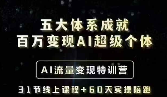 五大体系成就百万变现AI超级个体- AI流量变现特训营-AI创作学习-提示词应用-短视频玩法AI智创工坊