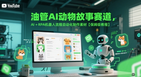YouTube动物故事赛道解析，AI+RPA机器人流程自动化制作素材【保姆级教程】-AI创作学习-提示词应用-短视频玩法AI智创工坊