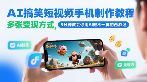 AI搞笑短视频手机制作教程：西游视频-AI创作学习-提示词应用-短视频玩法AI智创工坊