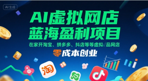AI虚拟网店：蓝海盈利项目，在家开淘宝、拼多多、抖店等虚拟品网店-AI创作学习-提示词应用-短视频玩法AI智创工坊
