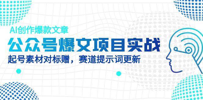 公众号爆文项目实战，AI创作爆款文章，起号素材对标赠（附赛道AI提示词）-AI创作学习-提示词应用-短视频玩法AI智创工坊