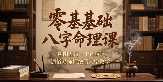 零基础八字命理课，阴阳五行+十神解读，通俗易懂拒绝假大空教学-AI创作学习-提示词应用-短视频玩法AI智创工坊