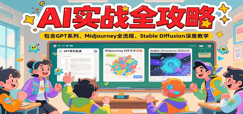 AI实战全攻略：GPT系列、Midjourney全流程、Stable Diffusion深度教学-AI创作学习-提示词应用-短视频玩法AI智创工坊