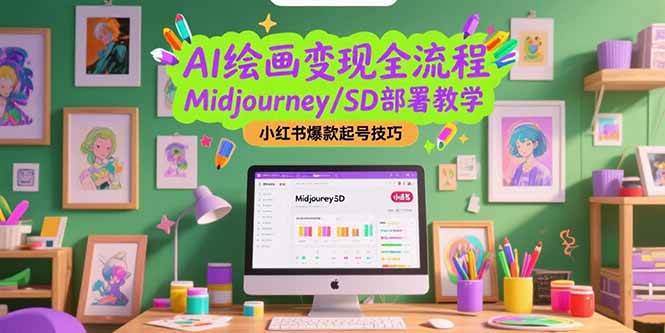 AI绘画变现全流程，Midjourney/SD部署教学，小红书爆款起号技巧-AI创作学习-提示词应用-短视频玩法AI智创工坊