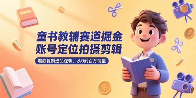 童书教辅赛道掘金，账号定位拍摄剪辑，爆款复制选品逻辑，从0到百万销量-AI创作学习-提示词应用-短视频玩法AI智创工坊