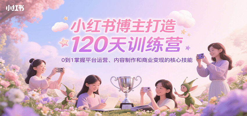 小红书博主打造120天训练营，0到1掌握平台运营、内容制作和商业变现-AI创作学习-提示词应用-短视频玩法AI智创工坊
