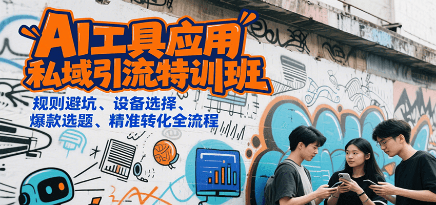AI工具应用私域引流特训班，规则避坑、设备选择、爆款选题、精准转化全流程-AI创作学习-提示词应用-短视频玩法AI智创工坊