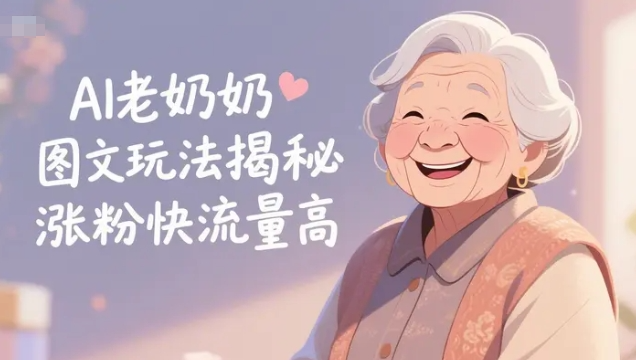 AI老奶奶图文玩法揭秘，涨粉快流量高，可快速起号变现-AI创作学习-提示词应用-短视频玩法AI智创工坊