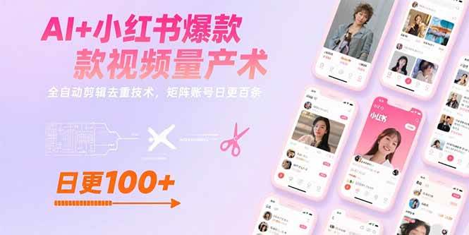 AI+小红书爆款视频量产术：全自动剪辑去重技术，矩阵账号日更百条-AI创作学习-提示词应用-短视频玩法AI智创工坊